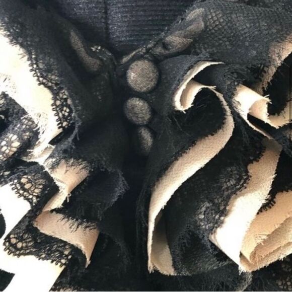 Robert Rodrigues for Neiman Marcus Ruffled Chiffon  Halter Top in Black/Cream - Picture 4 of 15